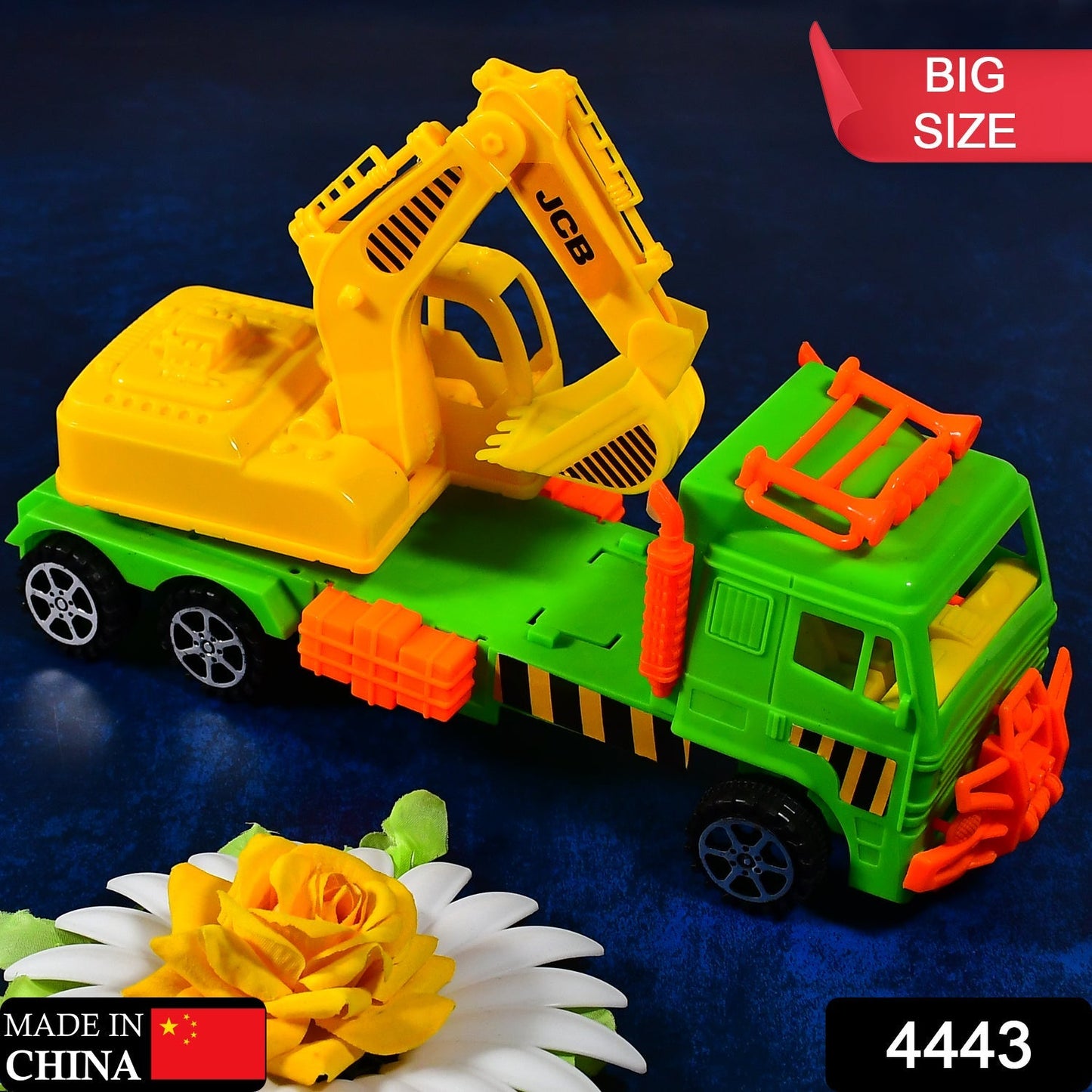 Toy dumper truck with JCB design