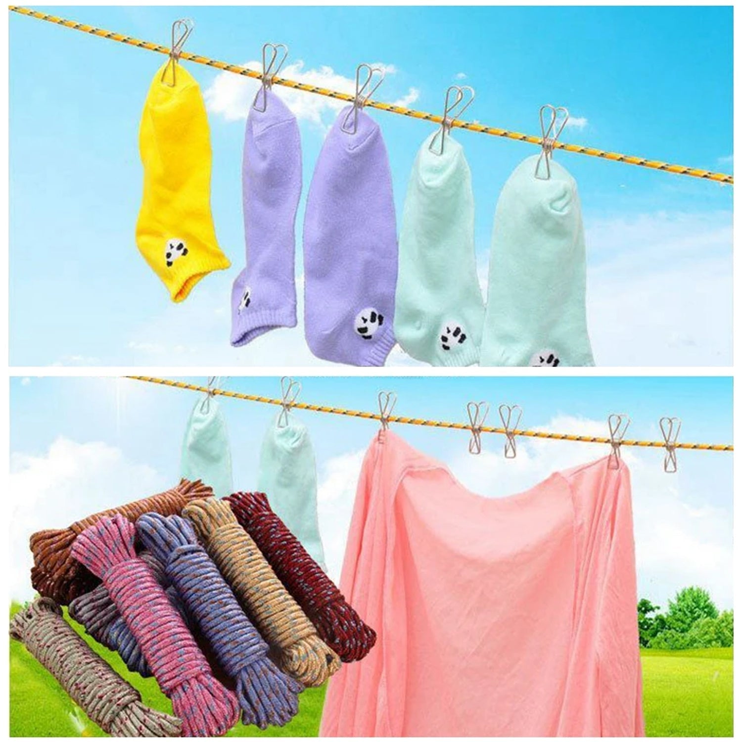 Heavy duty clothesline rope, 10 meters, for drying clothes