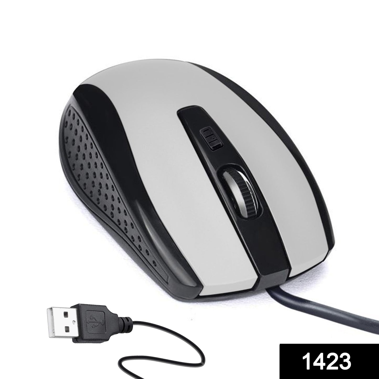 Silver wired mouse with fast response time, for PC use