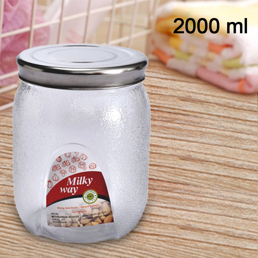 Large glass mason jar for pantry organization and airtight storage (2000 ml).