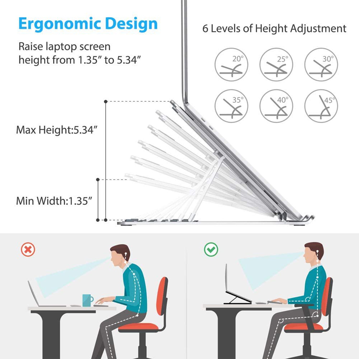 Portable laptop stand with adjustable height and a foldable design for ease of transport