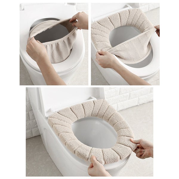 Toilet seat cover pad with plush, winter-friendly material for extra comfort