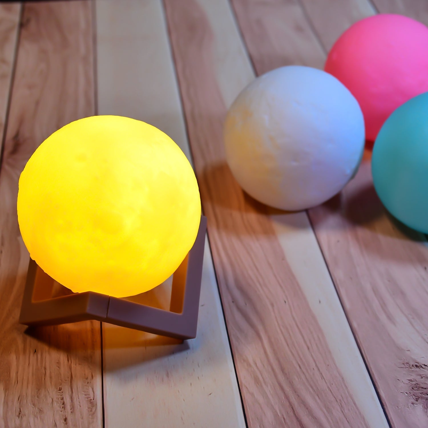 Wooden stand moon lamp with yellow color options