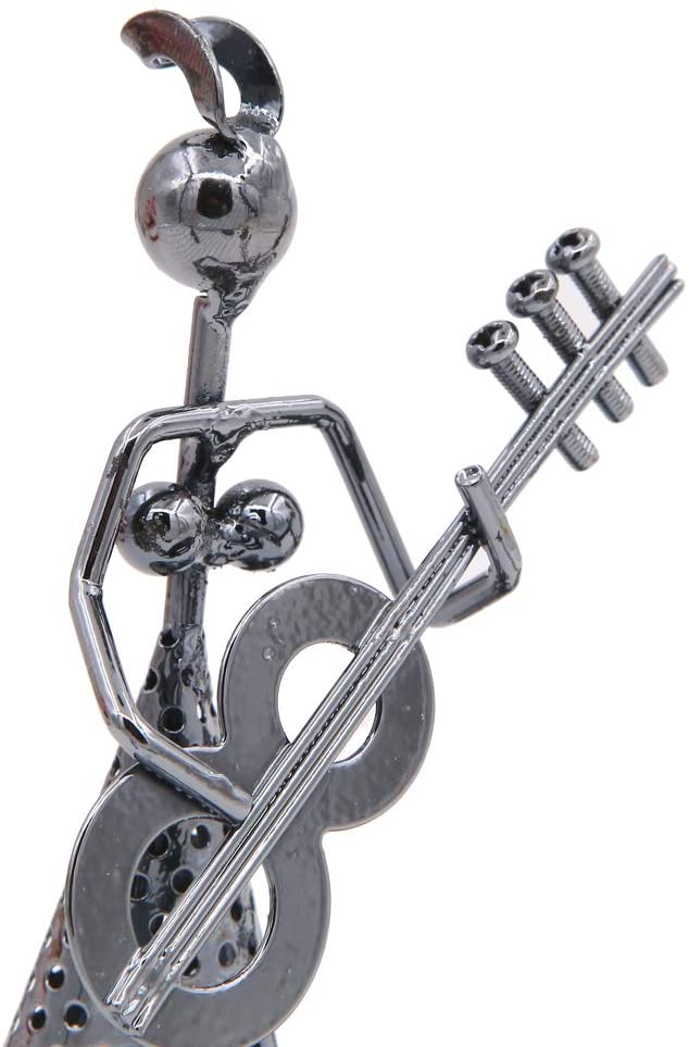 Girl musician pen stand with bass guitar showpiece.