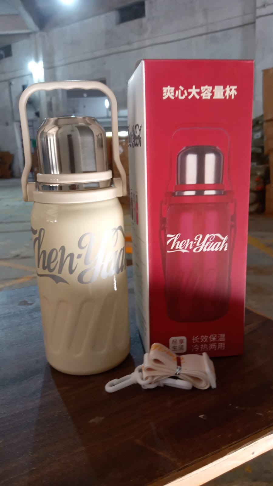 Stainless Steel Vacuum Insulated Water Bottle | Leak Proof Flask for Tea Coffee | Reusable Water Bottle with Hanging Strap | Bottle for Hot & Cold Drinks Wide Mouth Water Flask 1200 ML