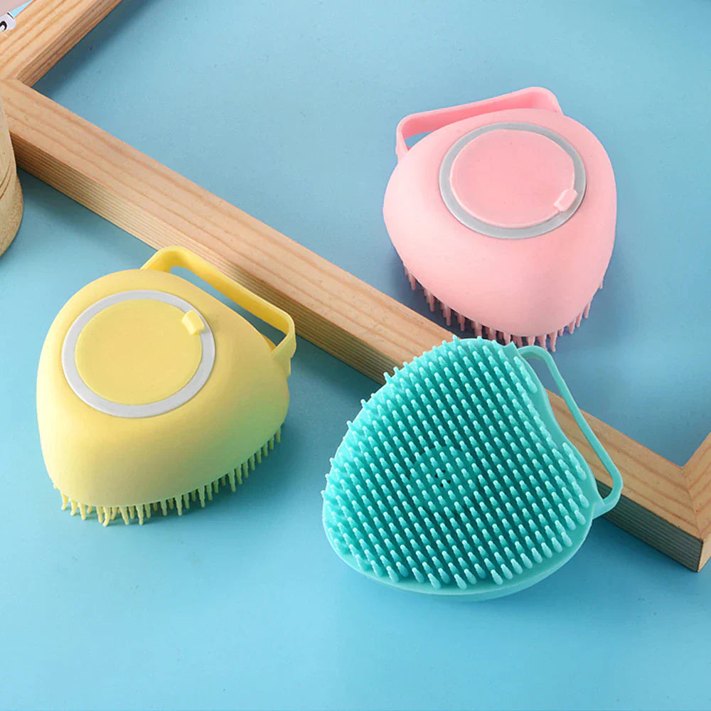 Bathing brush with silicon bristles for cleaning and massage.