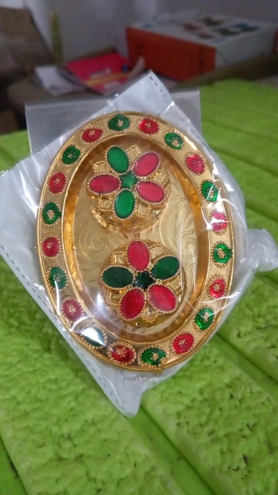 Oval Shape Special Puja Thali (1 Pc / Mix Design)