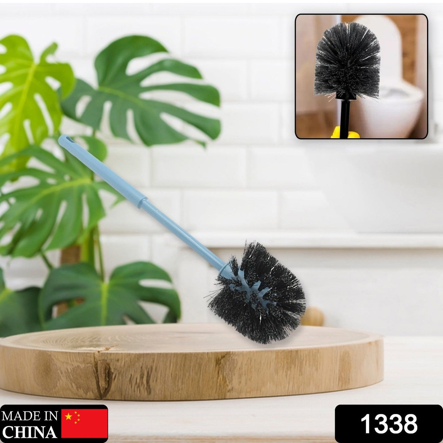 Round toilet brush with sturdy bristles for thorough cleaning