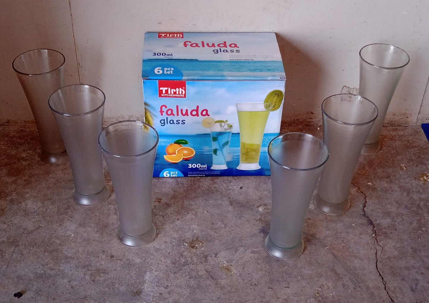 High Quality Faluda, ice cream, Juicer and Water Glasses Set of 6 Transparent, Drinking Water Glasses Stylish Glasses for Faluda, Water, Juice, Glass Set of 6 Pcs (300 ML Approx)